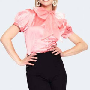 Voodoo Vixen Pink Satin Blouse